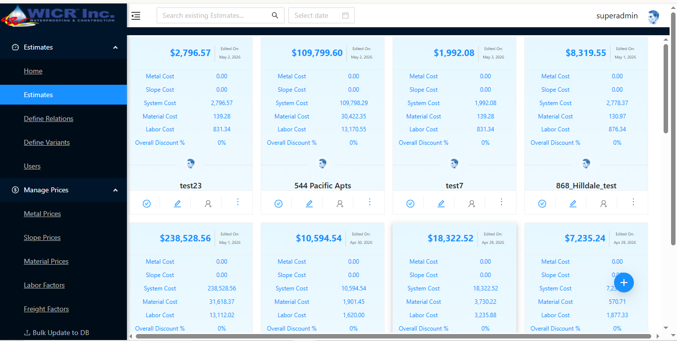 WICR Estimator Web App